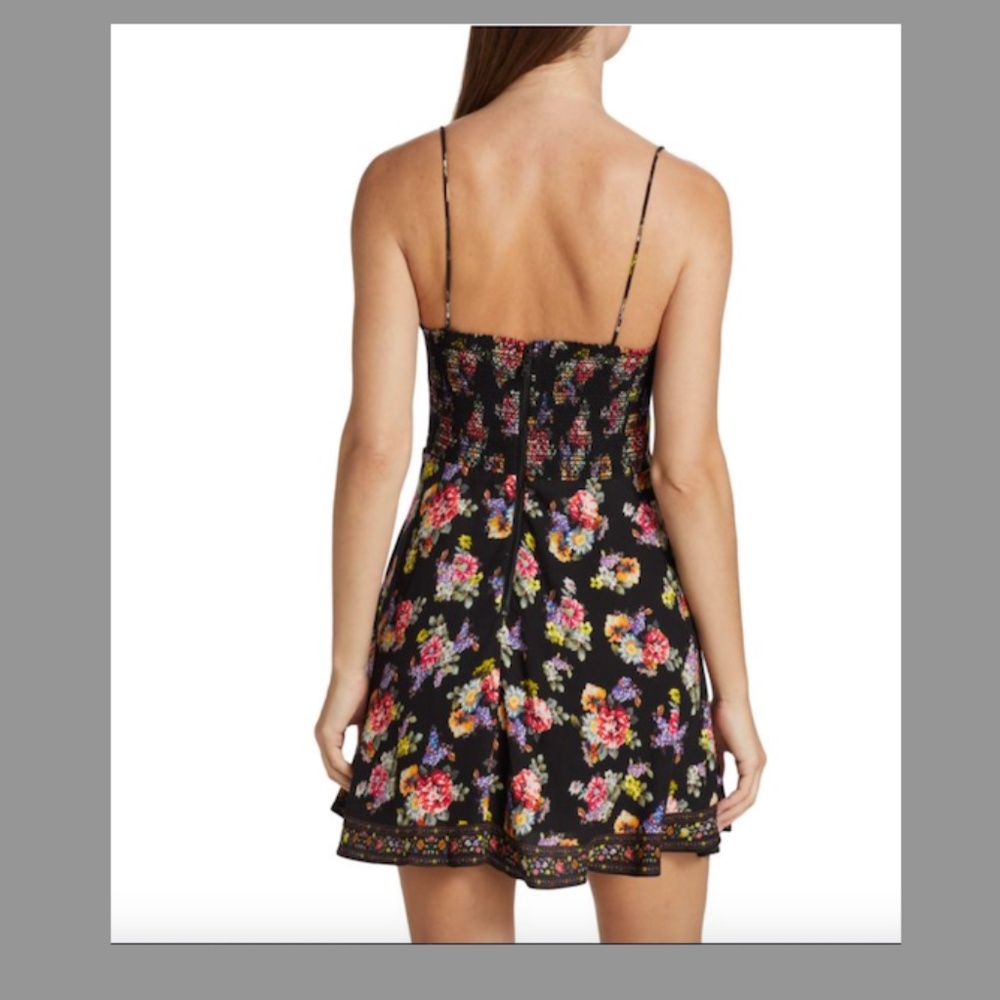 Alice + Olivia Glinda Printed Smocked Crepe Minidress